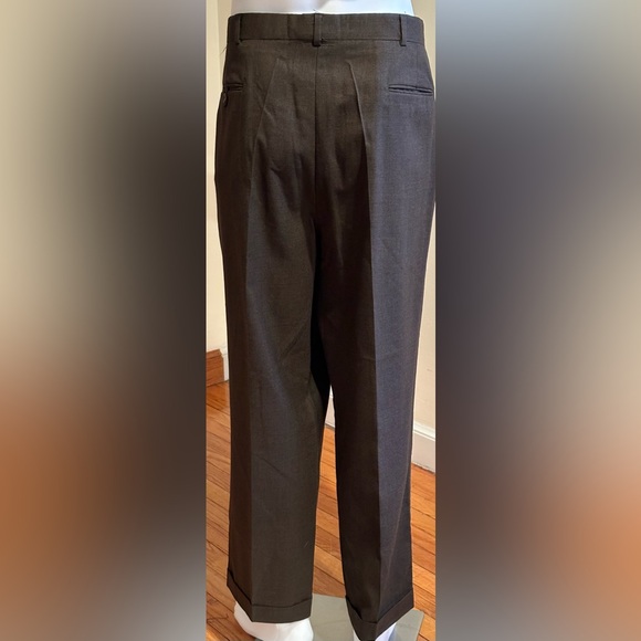 Land Ends Direct Merchants Dark Brown Suspenders Casual Pants Size 42 100% Wool. - Picture 3 of 16